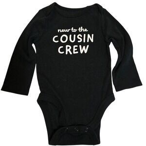 Jumping Beans Baby Bean Black New to the Cousin Crew Long Sleeve Bodysuit 6M